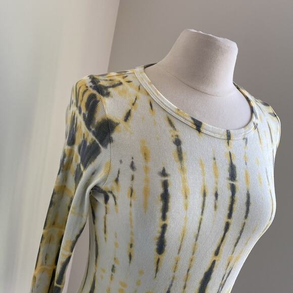 AGOLDE Bodysuit Womens Sz Large Yellow Tie Dye Boho Supima Cotton Boho Festival - Picture 2 of 9